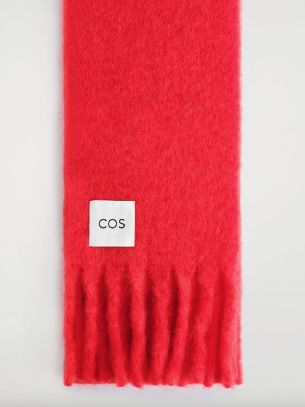 COS Fringed Brushed Mohair Scarf Red - Picture 2 of 6